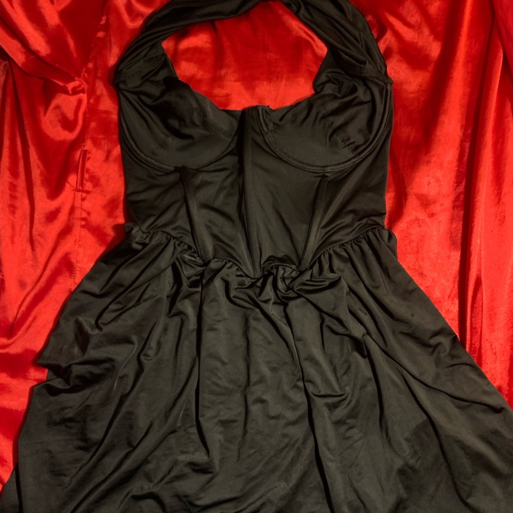 Oh Polly- Elegant Black Halter Dress